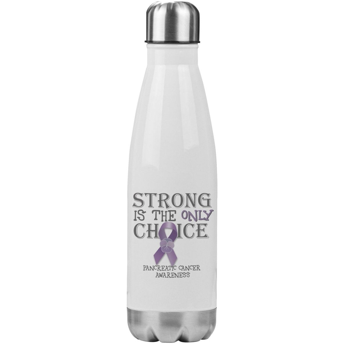 Strong is the Only Choice - Pancreatic Cancer Awareness 20oz Insulated Water Bottle |x| - BluSparkle