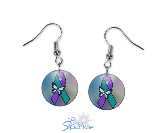 Suicide Awareness Butterfly Ribbon - Earrings - BluSparkle