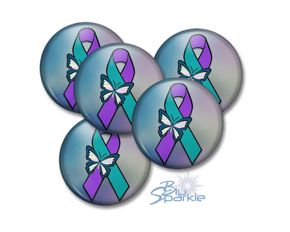 Suicide Awareness Butterfly Ribbon - Pinback Buttons - BluSparkle
