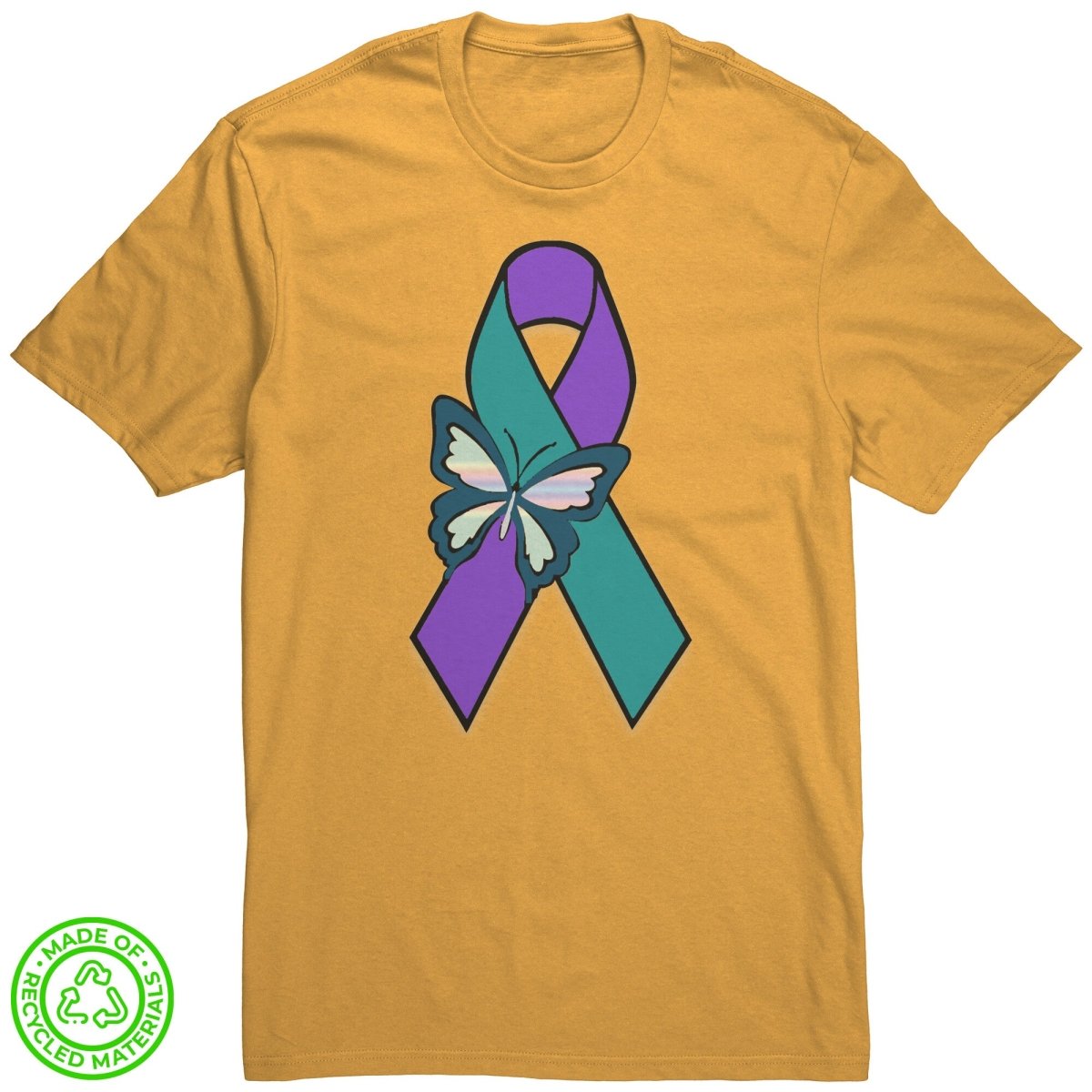 Suicide Awareness Butterfly Ribbon Recycled Fabric T-Shirt - BluSparkle