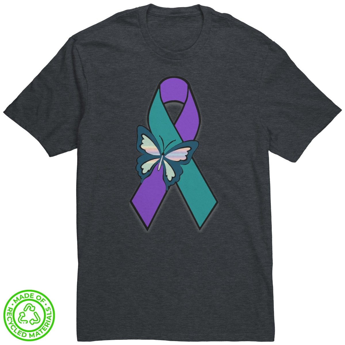 Suicide Awareness Butterfly Ribbon Recycled Fabric T-Shirt - BluSparkle