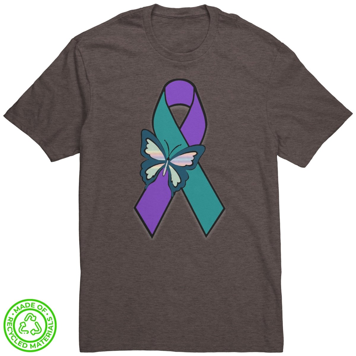 Suicide Awareness Butterfly Ribbon Recycled Fabric T-Shirt - BluSparkle