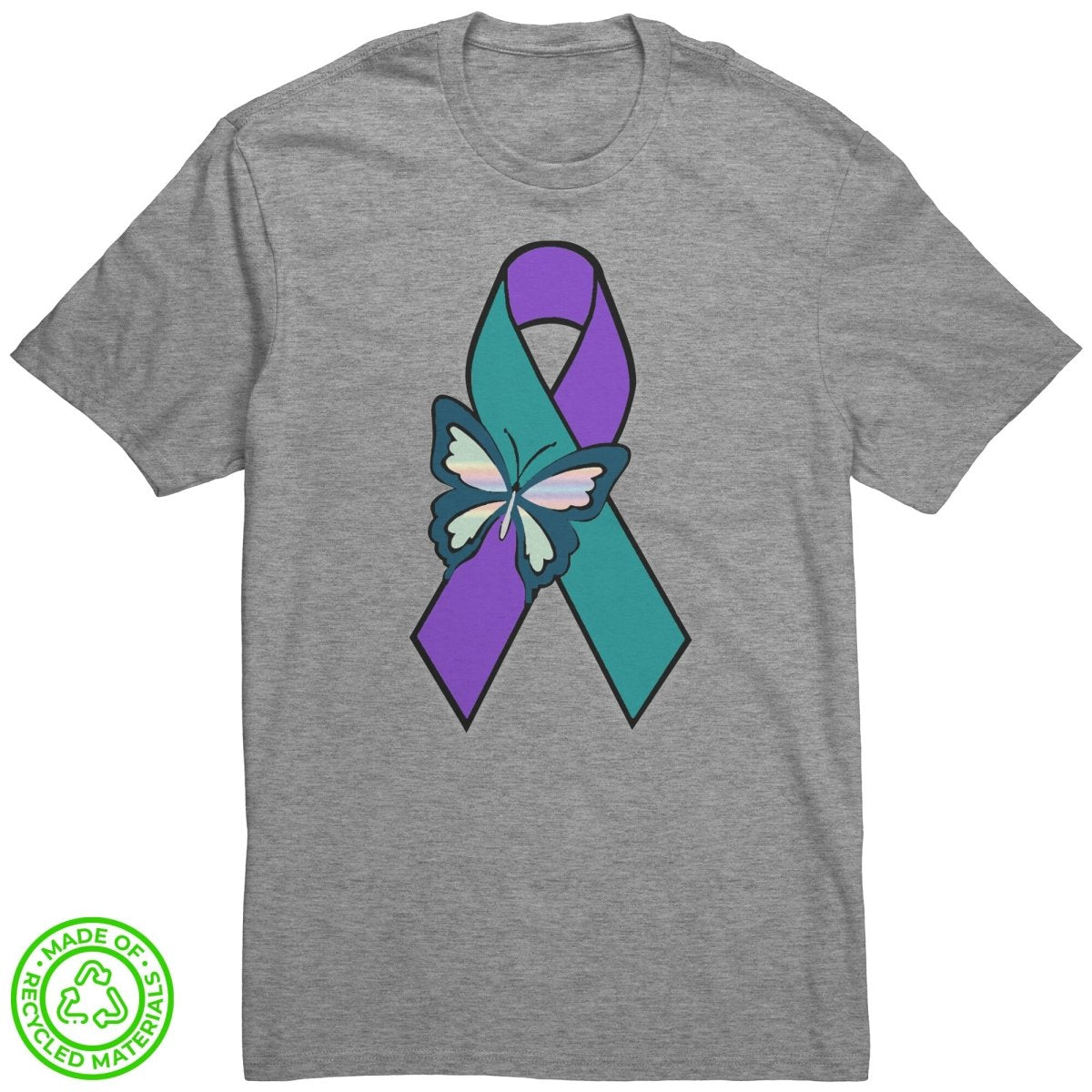 Suicide Awareness Butterfly Ribbon Recycled Fabric T-Shirt - BluSparkle