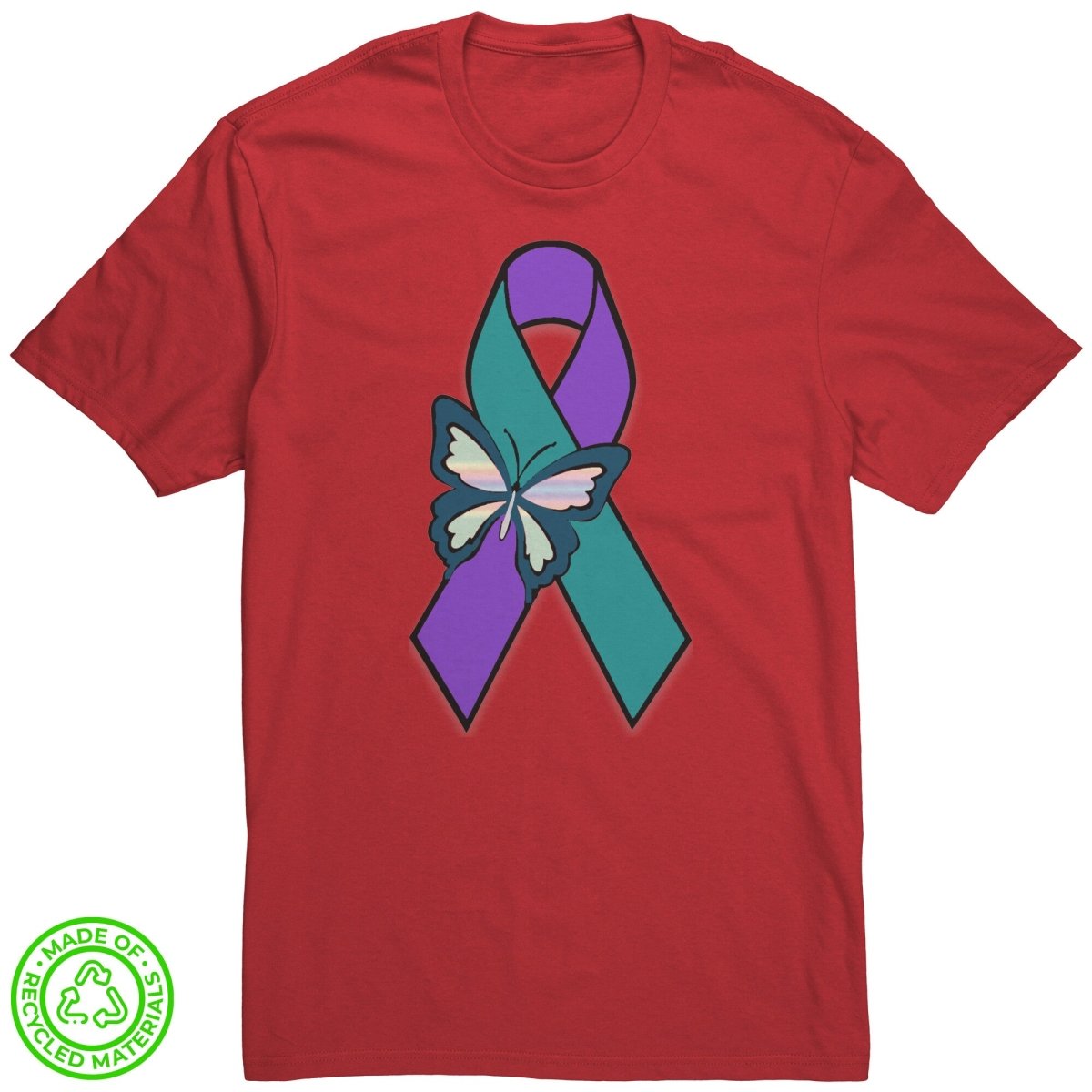 Suicide Awareness Butterfly Ribbon Recycled Fabric T-Shirt - BluSparkle