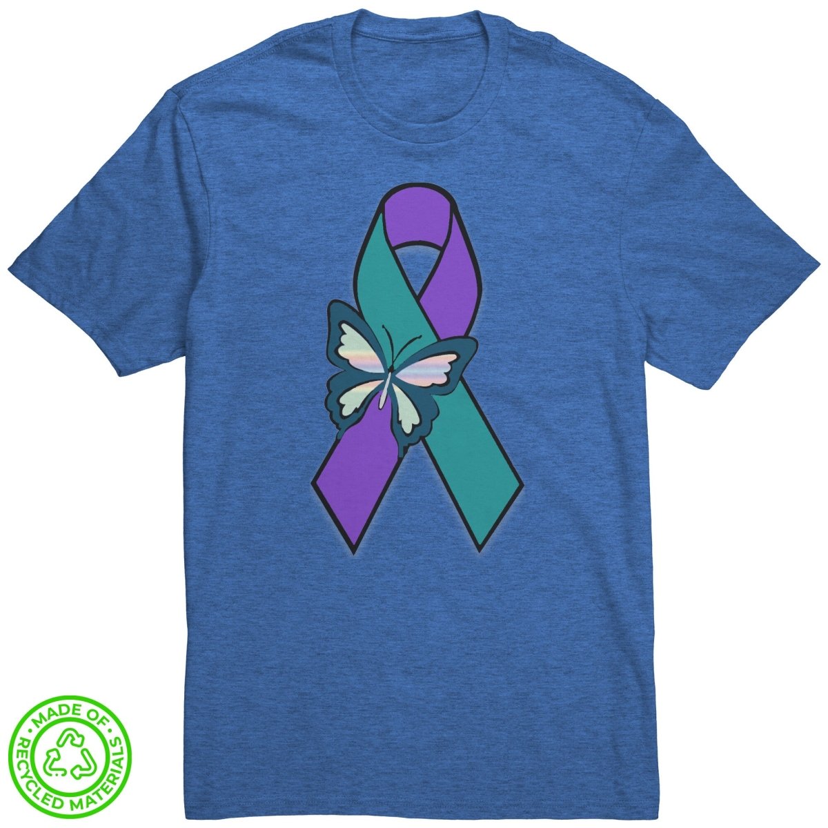 Suicide Awareness Butterfly Ribbon Recycled Fabric T-Shirt - BluSparkle