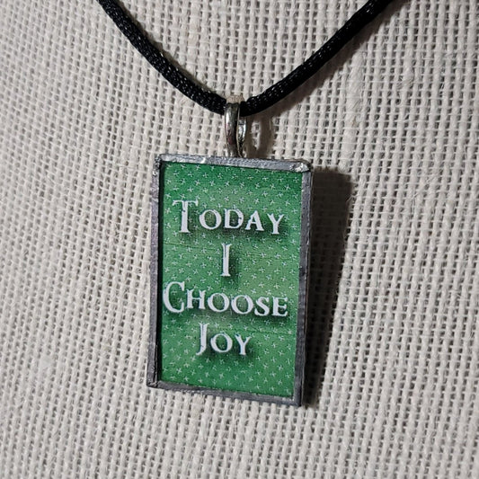 Today I Choose Joy Handmade Stained - Glass Pendant - BluSparkle